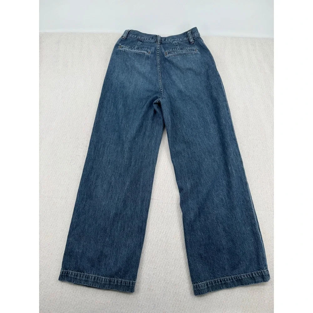 Madewell The Harlow Wide-Leg Jean Womens 27 (27x28) Blue Pleated High Rise Denim